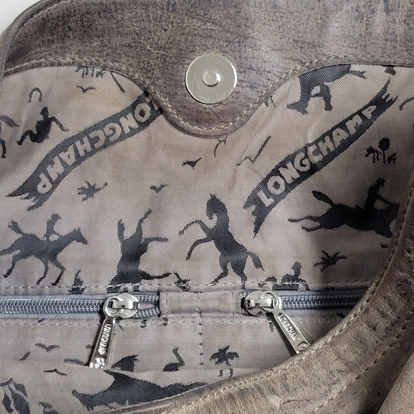 Longchamp Brown Distressed Antelope Leather Purse Made In France. - Picture 11 of 16